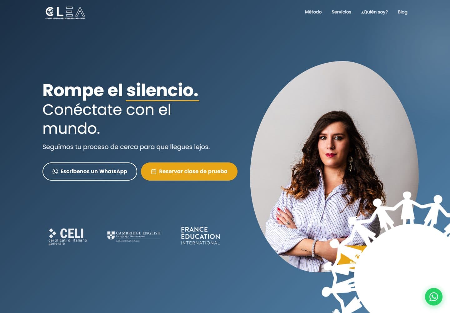 Captura de la web de CLEA: academia de idiomas