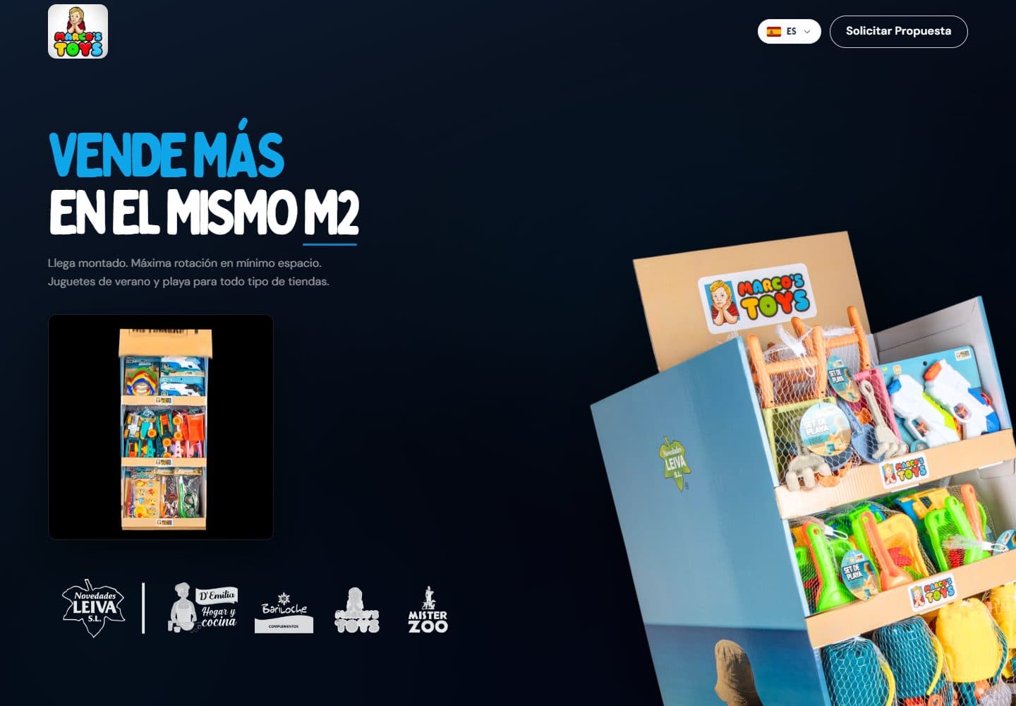 Captura de la web de Marco's Toys: juguetes · b2b
